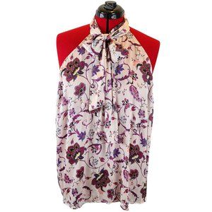 Torrid Pink Floral Satin Bow Tie-Front Halter Top Size 2 NWT